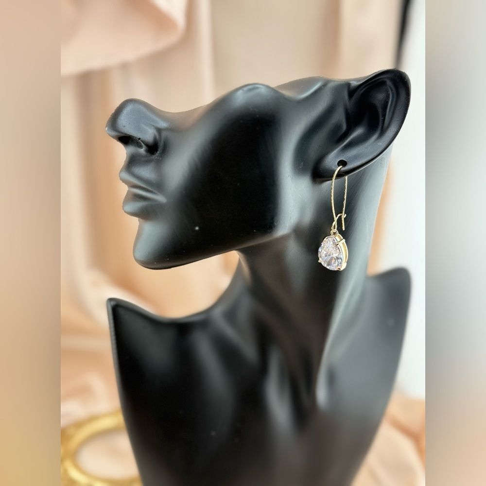 ✨ Mia Charro Gold & Cubic Zirconia Teardrop Earrings - Picture 6 of 6